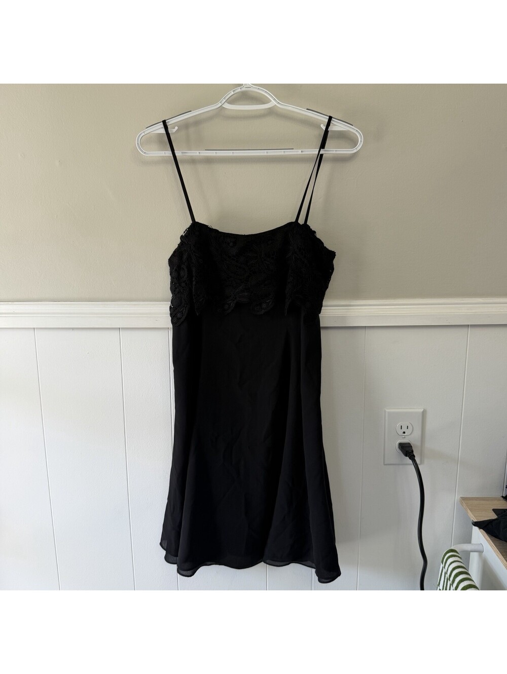 Vintage Laura Ashley Slip Dress Sz 8 Black Whimsigoth Fairy Lace 100% Silk 90s